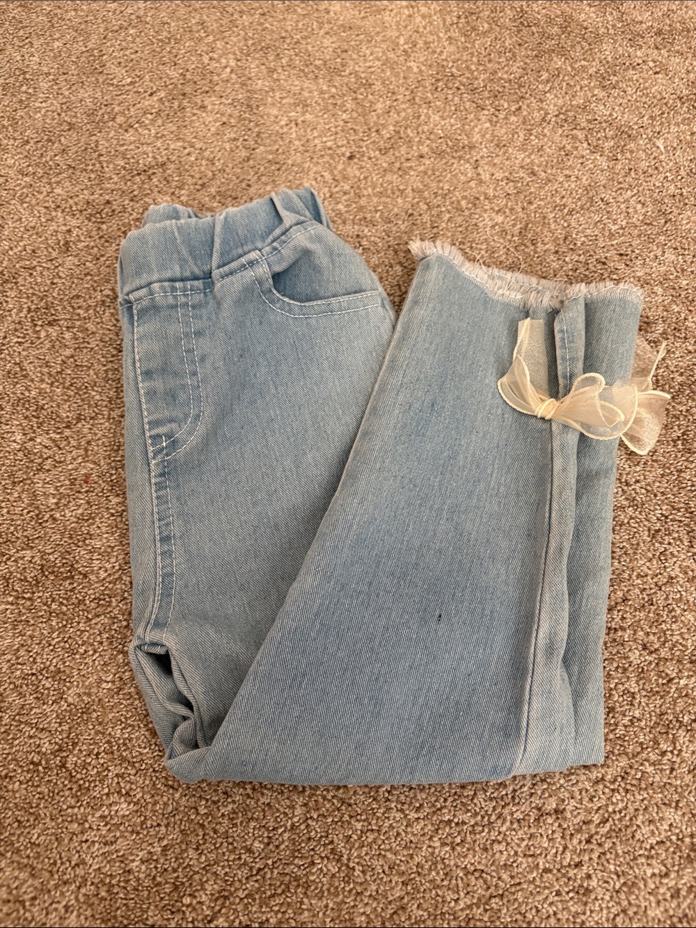 Light Blue Toddler Denim Jeans with Frayed Hem
